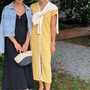 Mango Yellow and Cream Striped dress